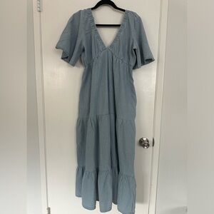 Midi denim maternity dress. Size large NWT